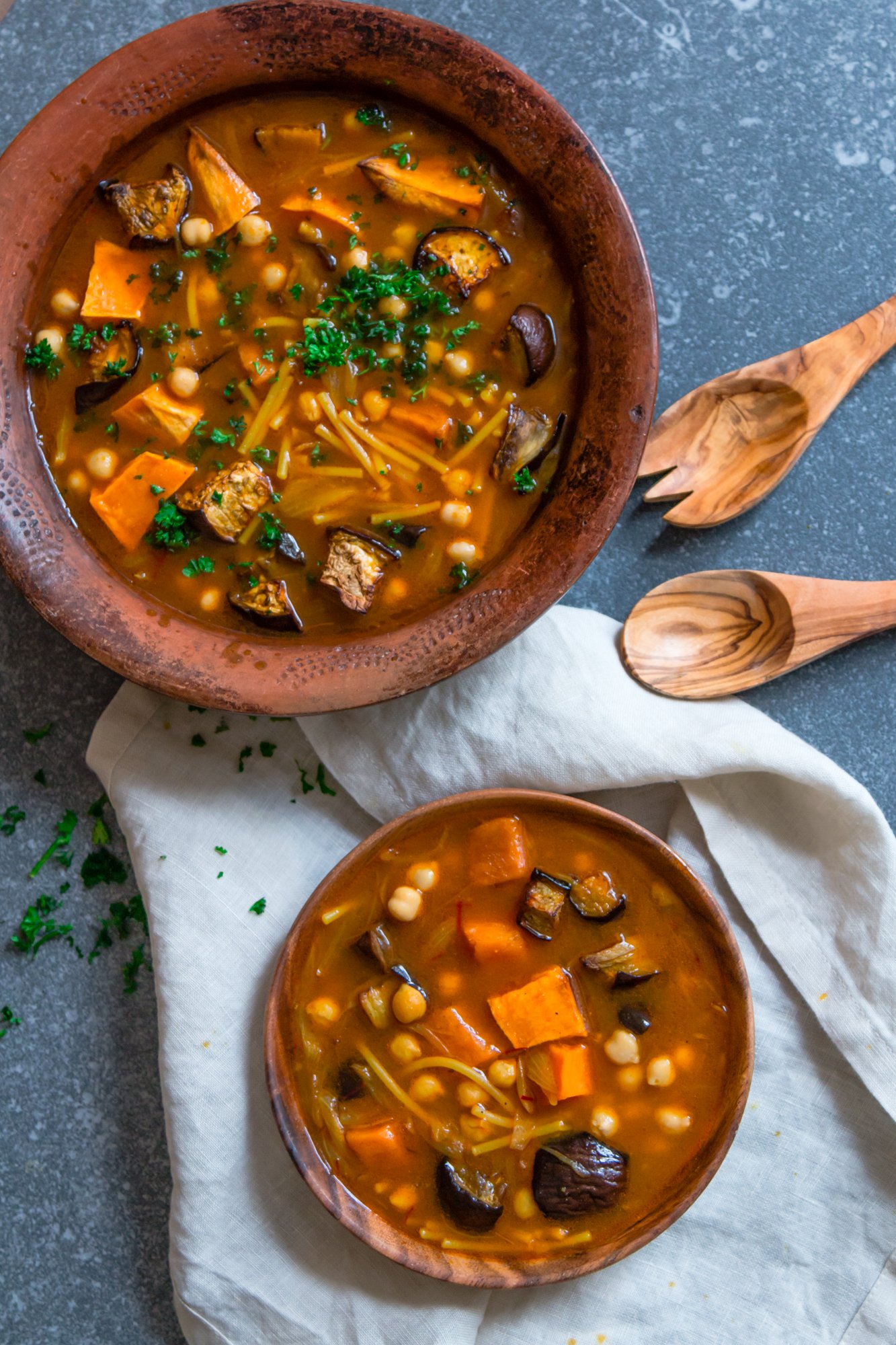 Chorba with Aubergine and Sweet Potatoes